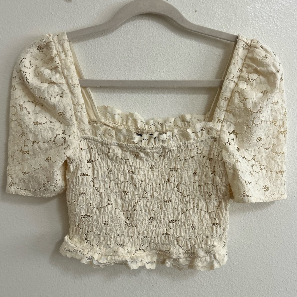 Zara lace smocked cropped top